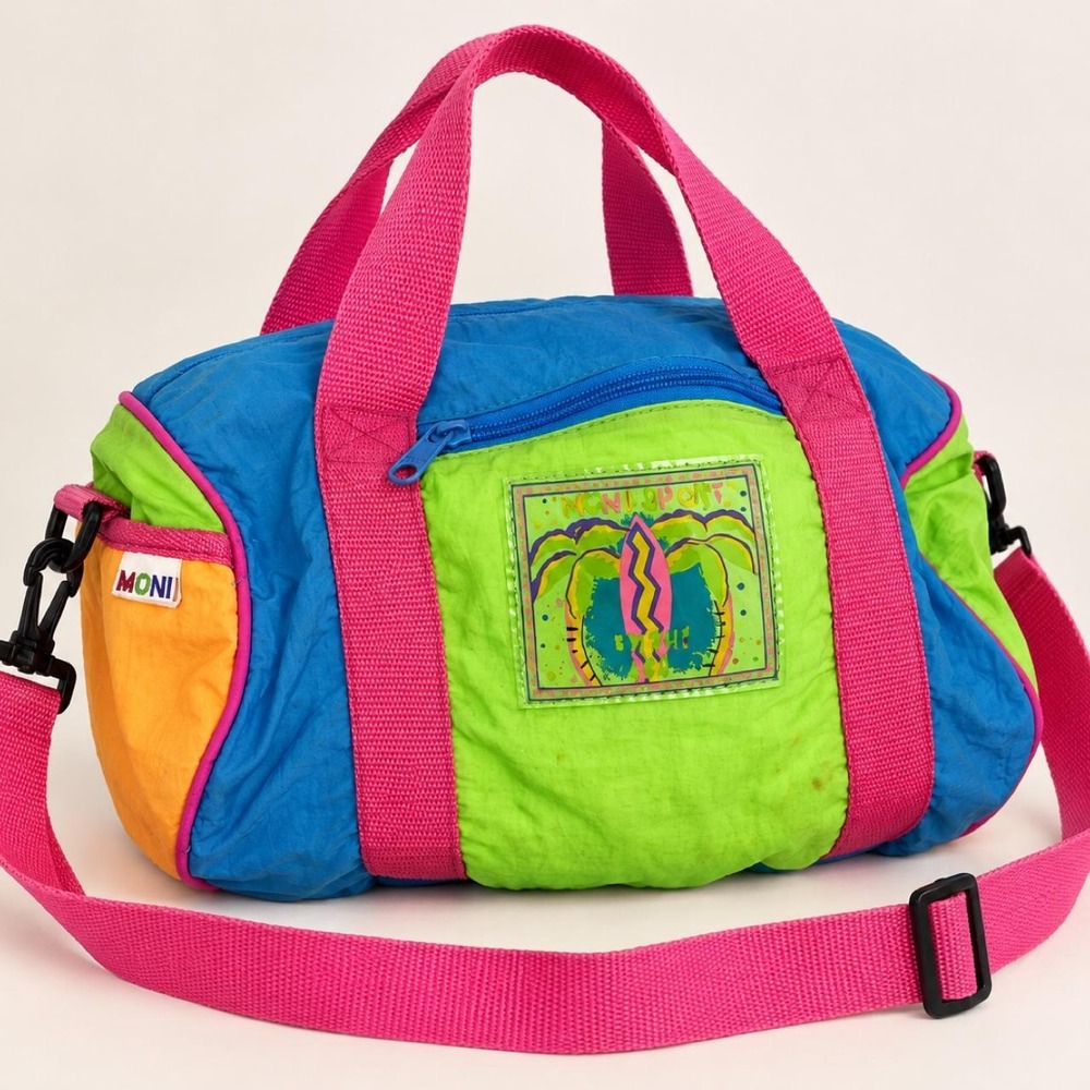 Vintage MONI Neon Colorblock Mini Duffel Bag
